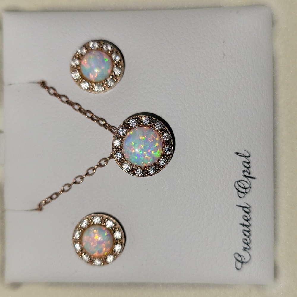 Rose Gold Earrings and Necklace Set